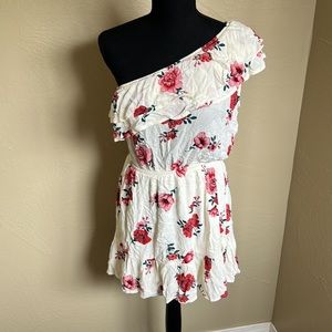 One shoulder floral mini dress